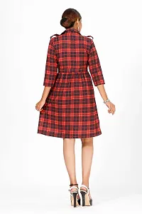 Stylish Crepe Checked Dresses For Women-thumb1