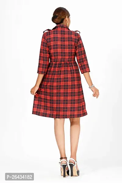 Stylish Crepe Checked Dresses For Women-thumb2