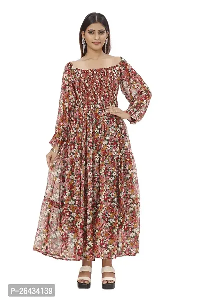 Stylish Chiffon Printed Dresses For Women-thumb0