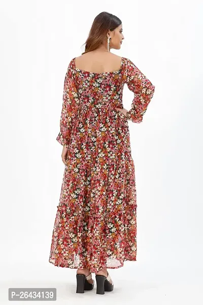 Stylish Chiffon Printed Dresses For Women-thumb3