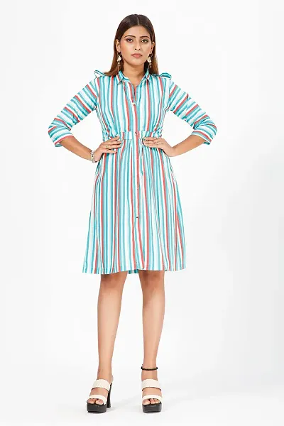 Stylish Crepe Striped Dresses For Women