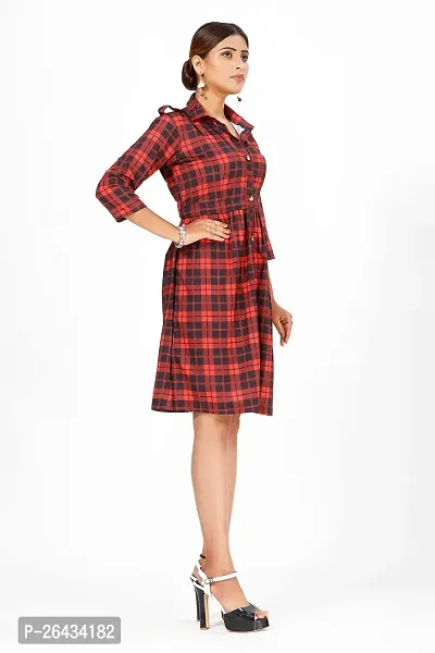 Stylish Crepe Checked Dresses For Women-thumb3