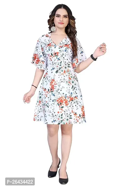 Stylish Crepe Printed Dresses For Women-thumb0