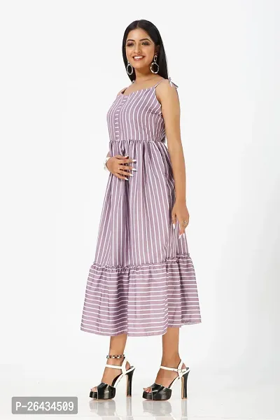 Stylish Crepe Striped Dresses For Women-thumb3