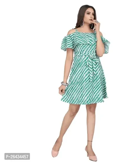 Stylish Crepe Striped Dresses For Women-thumb0