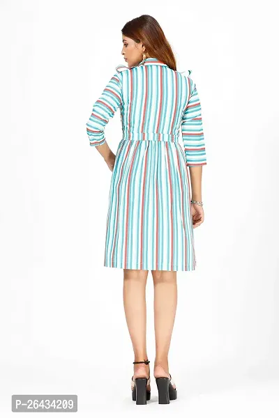 Stylish Crepe Striped Dresses For Women-thumb2