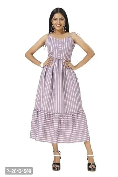 Stylish Crepe Striped Dresses For Women-thumb0
