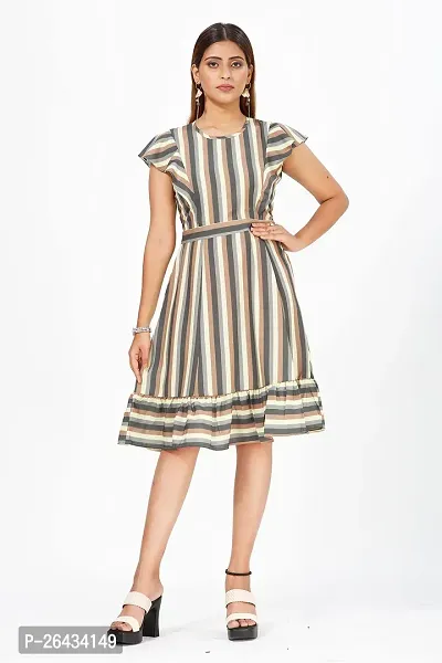 Stylish Crepe Striped Dresses For Women-thumb3