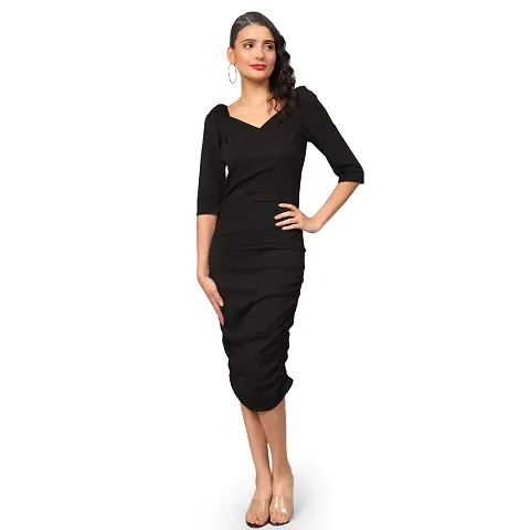 Stylish Blend Solid Dresses For Women