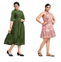 Stylish Chiffon Self Design Dresses For Women- Pack Of 2-thumb1