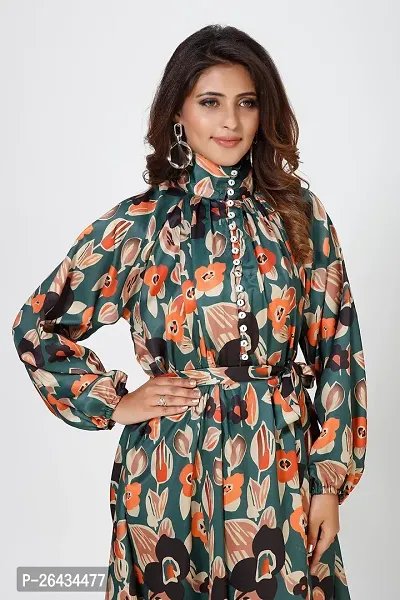 Stylish Satin Printed Dresses For Women-thumb5