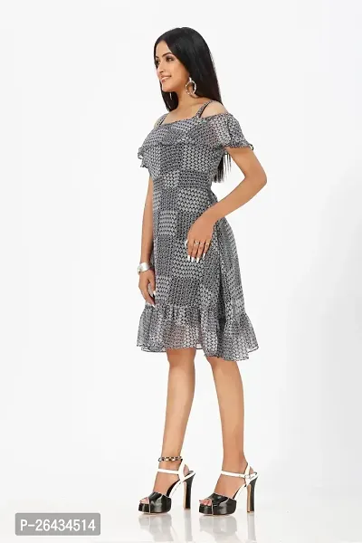 Stylish Chiffon Checked Dresses For Women-thumb3