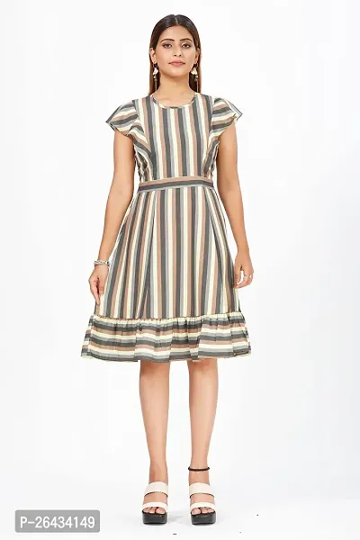 Stylish Crepe Striped Dresses For Women-thumb0