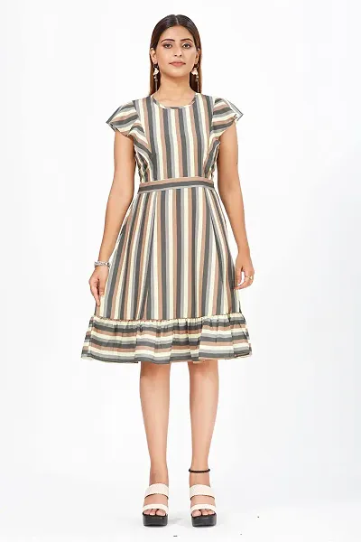 Stylish Crepe Striped Dresses For Women