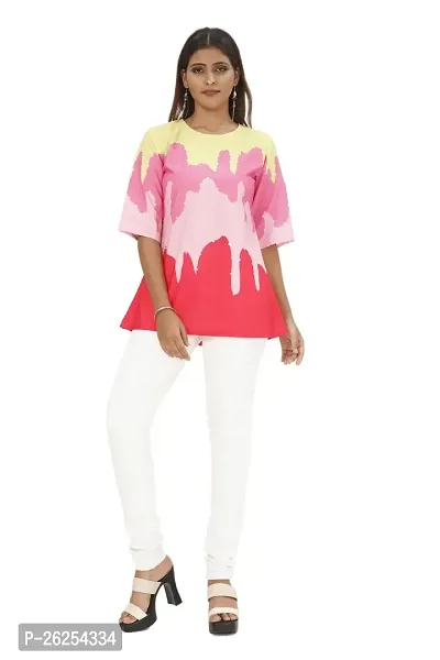 Stylish Pink Printed Casual Top For Women-thumb0