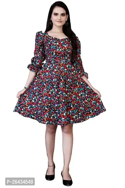 Stylish Crepe Printed Dresses For Women-thumb0