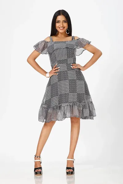 Stylish Chiffon Checked Dresses For Women