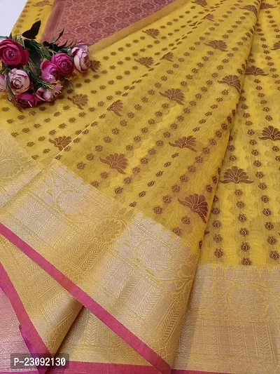 Beautiful Cotton Silk Woven Design Women Saree with Blouse Piece-thumb5