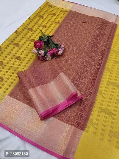 Beautiful Cotton Silk Woven Design Women Saree with Blouse Piece-thumb0