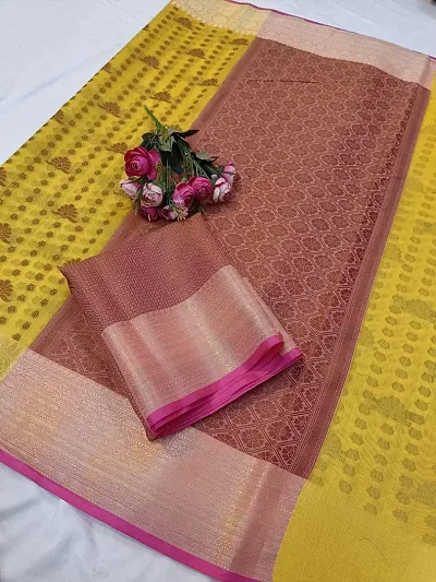 Beautiful Silk Woven Design Women Saree with Blouse Piece