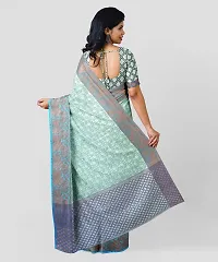 Beautiful Kora Muslin Woven Design Women Saree with Blouse Piece-thumb3