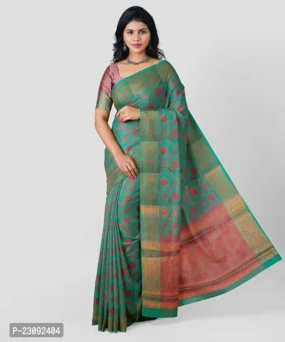 Beautiful Cotton Silk Woven Design Women Saree with Blouse Piece-thumb0