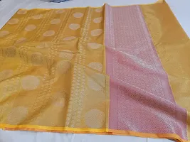 Beautiful Tissue Woven Design Women Saree with Blouse Piece-thumb1