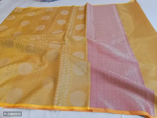 Beautiful Tissue Woven Design Women Saree with Blouse Piece-thumb2