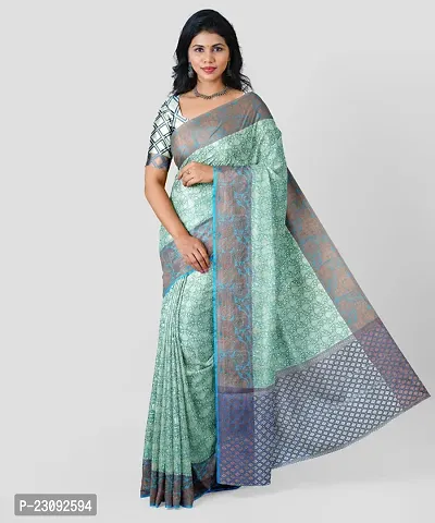 Beautiful Kora Muslin Woven Design Women Saree with Blouse Piece-thumb0