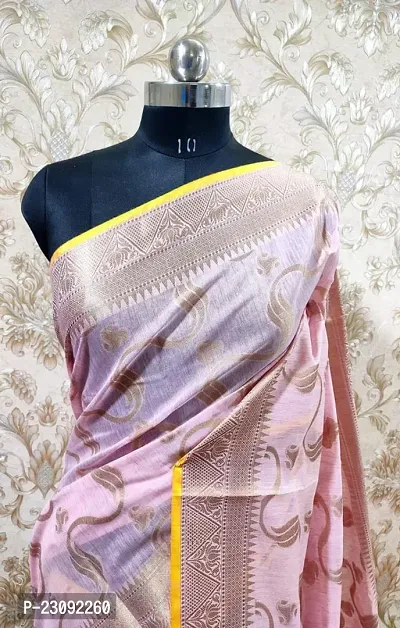 Beautiful Cotton Silk Woven Design Women Saree with Blouse Piece-thumb0