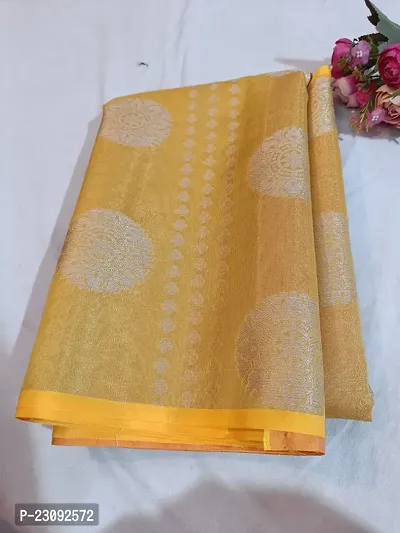 Beautiful Tissue Woven Design Women Saree with Blouse Piece-thumb3