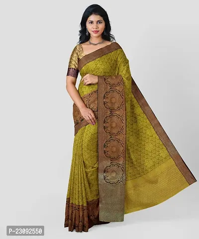 Beautiful Kora Muslin Woven Design Women Saree with Blouse Piece-thumb0