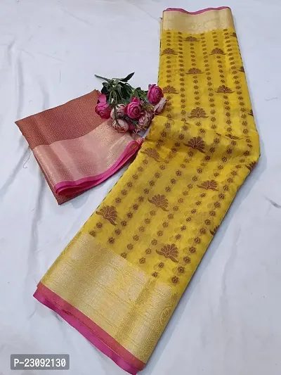 Beautiful Cotton Silk Woven Design Women Saree with Blouse Piece-thumb4