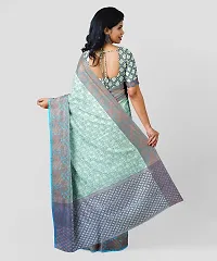 Beautiful Kora Muslin Woven Design Women Saree with Blouse Piece-thumb2