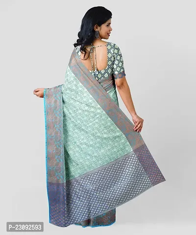 Beautiful Kora Muslin Woven Design Women Saree with Blouse Piece-thumb3