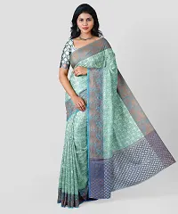 Beautiful Kora Muslin Woven Design Women Saree with Blouse Piece-thumb4