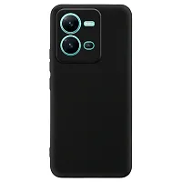 Classic Black Rubber Back Cover For Vivo V25-thumb1