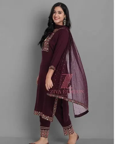 Stylish Rayon Printed A-Line Kurtis Bottom and Dupatta Set