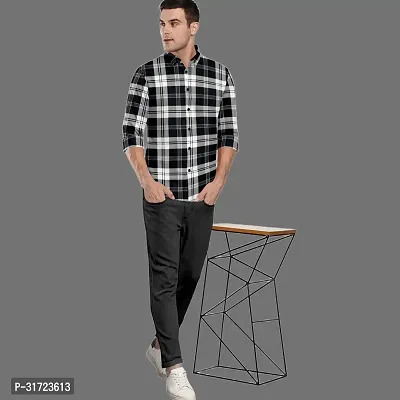 CLOSWIF Black Cotton Blend Checked Long Sleeves Casual Shirts For Men-thumb3