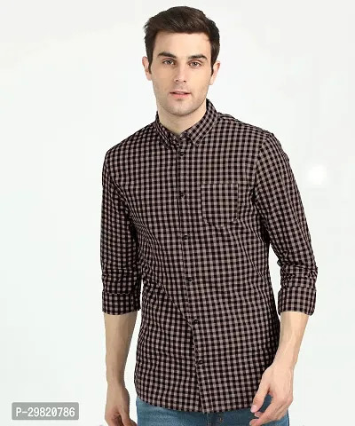 Trendy Cotton Blend Checked Casual Shirt For Men