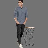 CLOSWIF Navy Blue Cotton Blend Checked Long Sleeves Casual Shirts For Men-thumb2