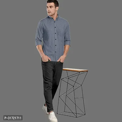 CLOSWIF Navy Blue Cotton Blend Checked Long Sleeves Casual Shirts For Men-thumb3