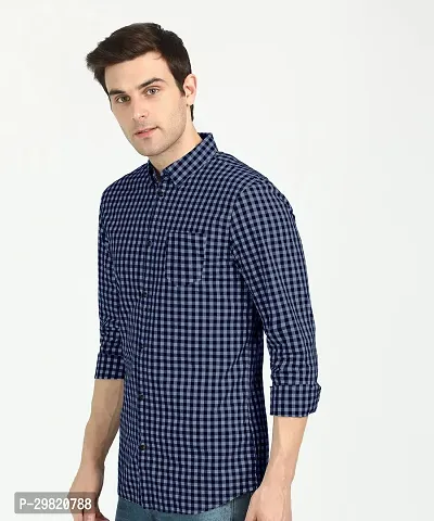 Trendy Cotton Blend Checked Casual Shirt For Men-thumb3