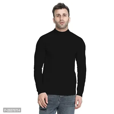 Stylish Polycotton Solid High Neck Tees For Men-thumb0