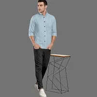 CLOSWIF Blue Cotton Blend Checked Long Sleeves Casual Shirts For Men-thumb2