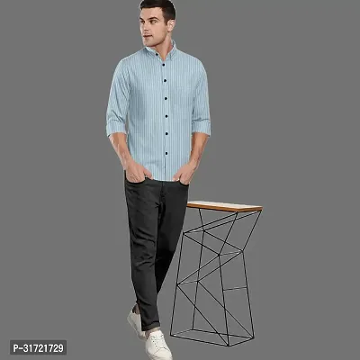 CLOSWIF Blue Cotton Blend Checked Long Sleeves Casual Shirts For Men-thumb3