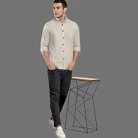 CLOSWIF Beige Cotton Blend Checked Long Sleeves Casual Shirts For Men-thumb2