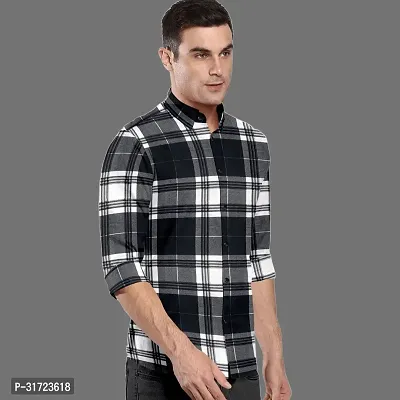 CLOSWIF Black Cotton Blend Checked Long Sleeves Casual Shirts For Men