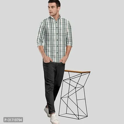 CLOSWIF Green Cotton Blend Checked Long Sleeves Casual Shirts For Men-thumb3