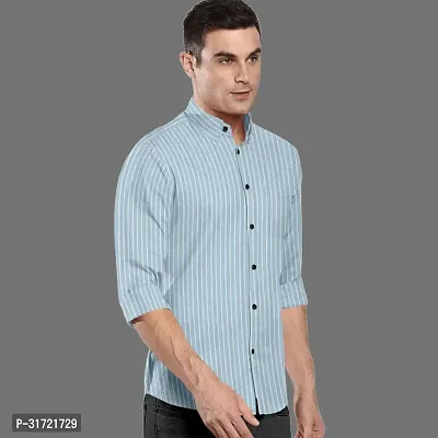 CLOSWIF Blue Cotton Blend Checked Long Sleeves Casual Shirts For Men